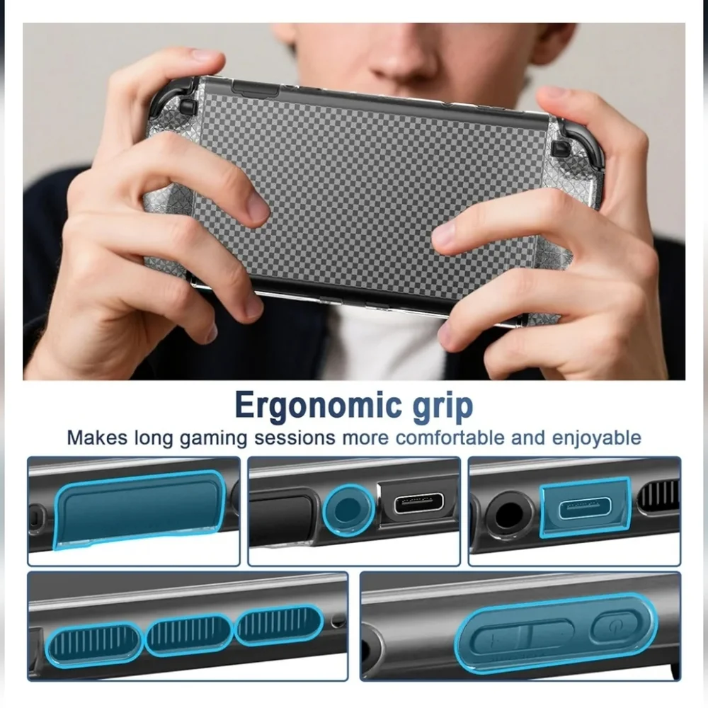 Portable Gaming Console Case with Red Accents